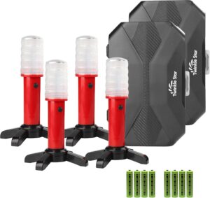 Twinkle Star Emergency Roadside Flares Kit LED Safety Strobe Road Warning Light Highway Beacon Alert Flare with Magnetic Base, Detachable Stand, Solid Storage Case (Set of 4) New